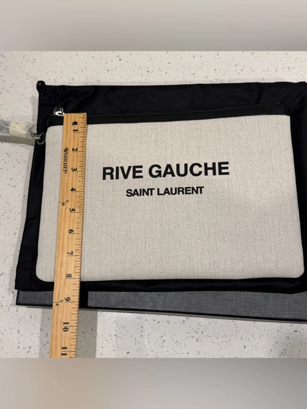 Saint Laurent Rive Gauche Linen Wristlet in Bianco Cream NWT - Picture 10 of 13